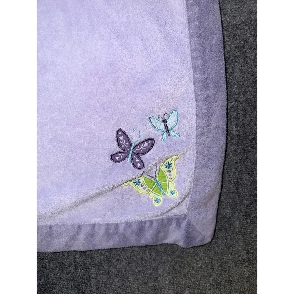 NoJo Lavender Purple Butterfly Plush Baby Blanket Fleece 30x40